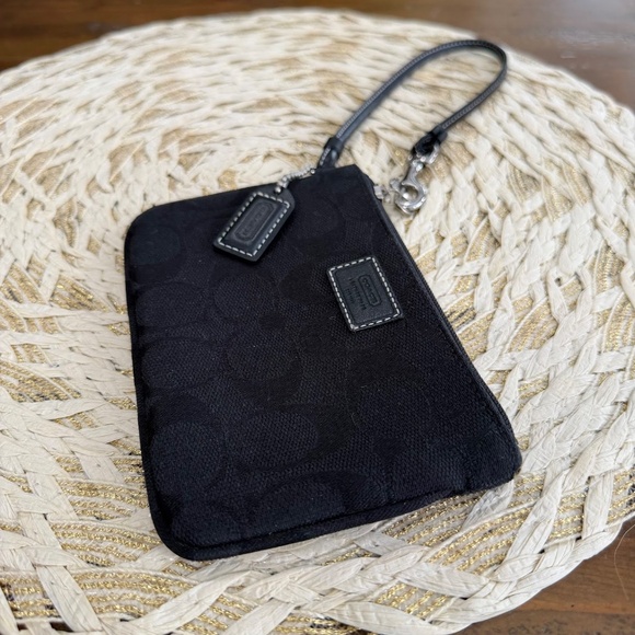 Coach Signature Jacquard Leather Wristlet Wallet Mini Clutch Bag Vintage Y2K - Picture 3 of 8